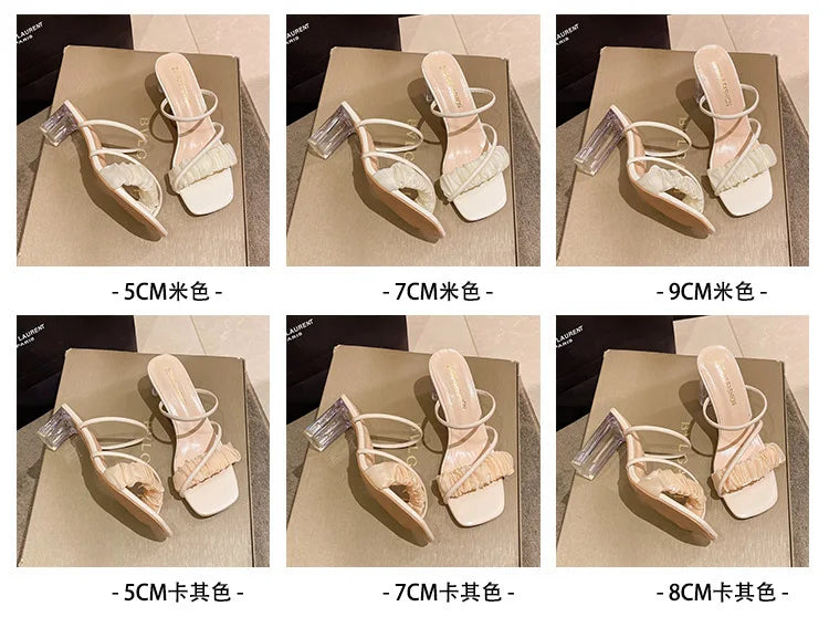 Elegant Women Crystal Shoes Summer Pumps Sandals Jelly Slippers Open Toe High Heels Women Slippers Shoes Heel Clear Sandals