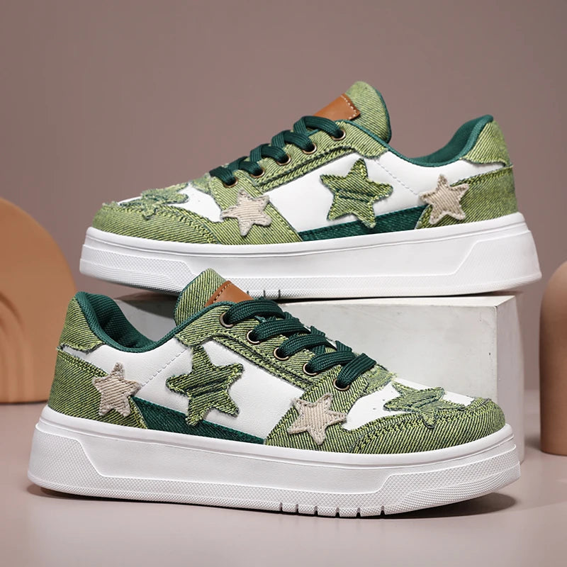 Men's Sneakers Fashion Star Skate Shoes Punk Hip Hop Style Student Sports 2 Summer All-match Non-slip Booster Casual Shoes