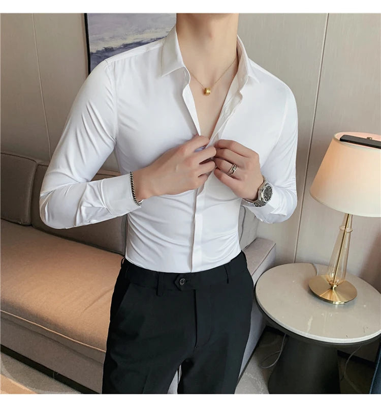 8Farben SlimFit Langarmhemd - Gr. M-L, Feiner Stoff