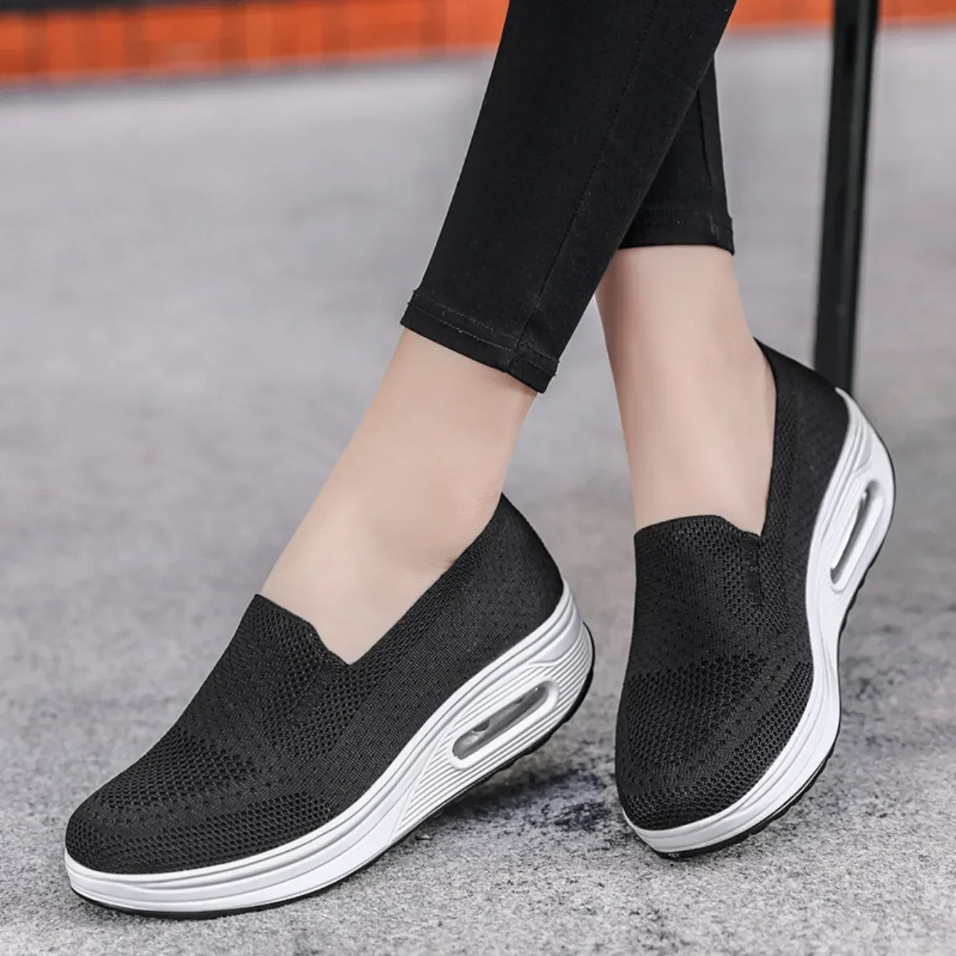 Women Fashion Vulcanized Sneakers Spring Platform Solid Color Flat Ladies Shoes Casual Breathable Wedges Ladies Walking Sneakers