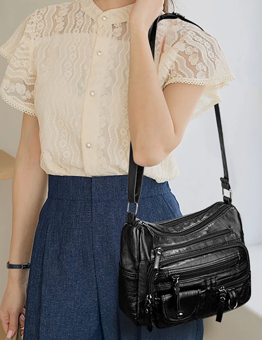 LANYIBAIGE Schultertasche Elegante - PU 12L Reißverschluss