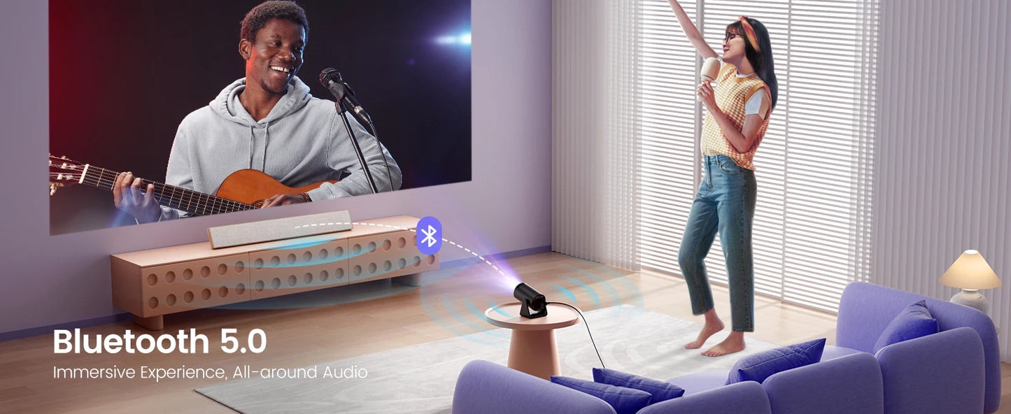 Wimius L1 Mini Projector 1080P Support 300 ANSI Android 11 Wifi Bluetooth Projector Auto Keystone Portable Movie Projector