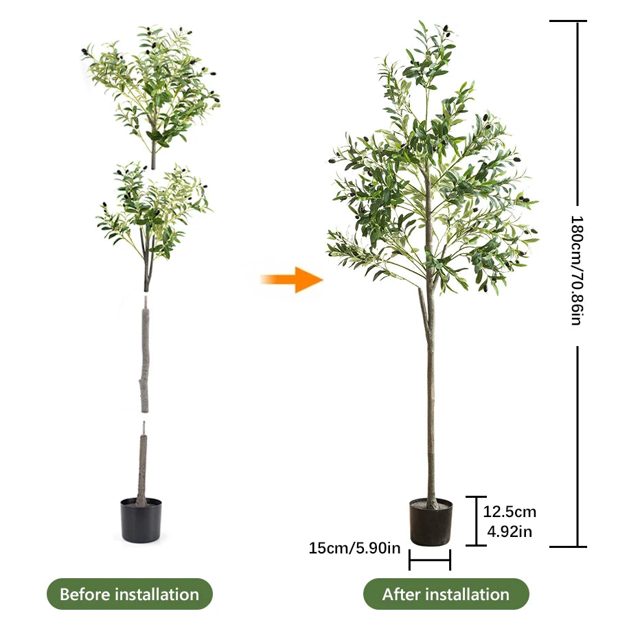 Măslin artificial 4/5/6 FT - Plantă artificială cu fructe, decorațiuni de Halloween, Crăciun, cameră de ghiveci, decorare