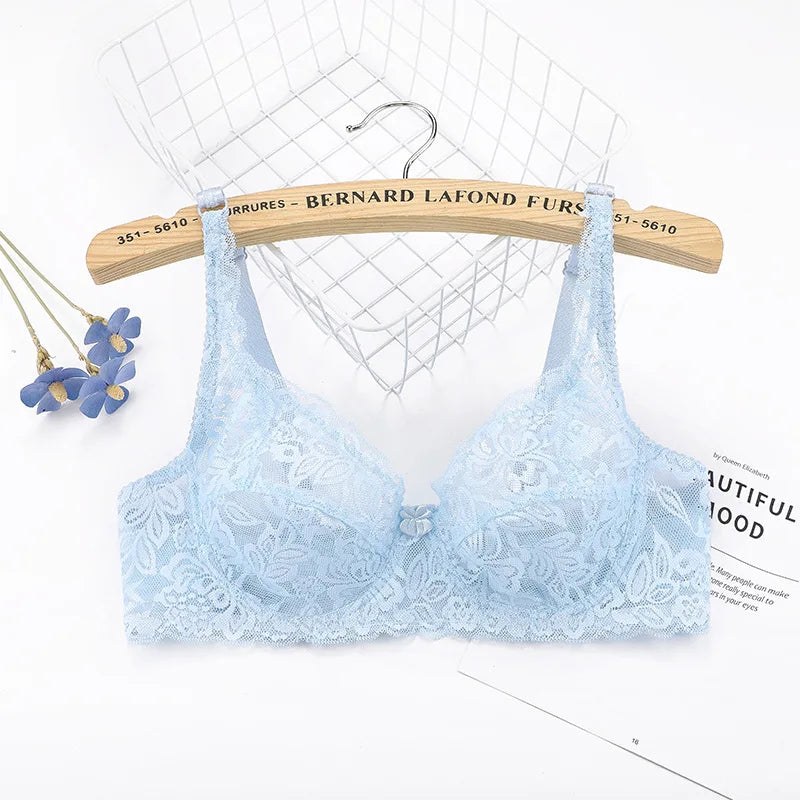 BH 2025: ALLTOOALL Plus Size Lace Push Up Bra Women Sexy Hollow Out Lingerie - Lady Lace Transparent Underwear Female Embroidery Solid Bra Collection