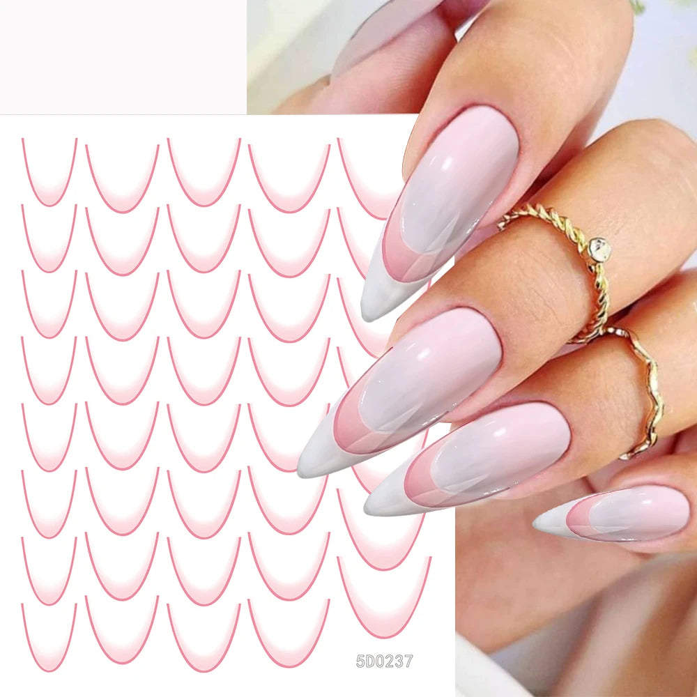 Set de autocolante MAFANAILS cu gradient francez - 14 piese 5D