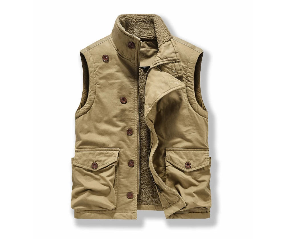 DIMUSICN Fleece Weste Warme Gepolsterte Stehkragen - Größe 6XL, Winddicht, Taschen