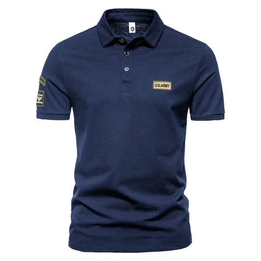 New Men Short Sleeve Tshirts Summer Breathable Embroidered Polo Shirt for Men Lightweight Solid Color Large Tops - Golden Bridge Store