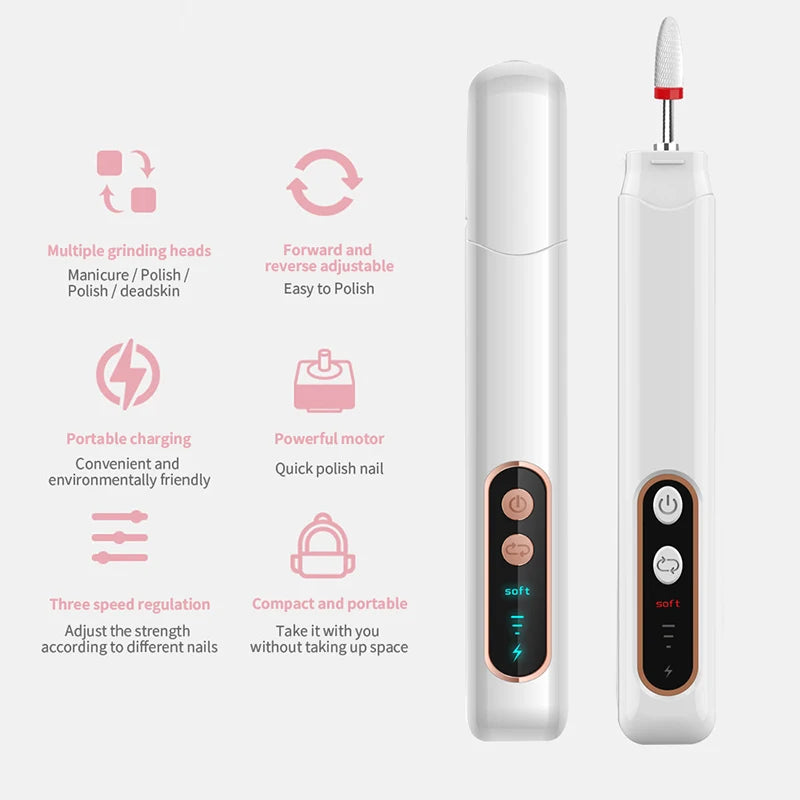 1 buc manichiură pedichiură pilă electrică fără fir pilă unghii mașina de găurit unghii instrument de îngrijire a picioarelor pentru șlefuire asietă poloneză