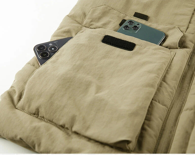 Männer Multi-Pocket Weste Warm - 6XL Fleece Dicke Kragenlos