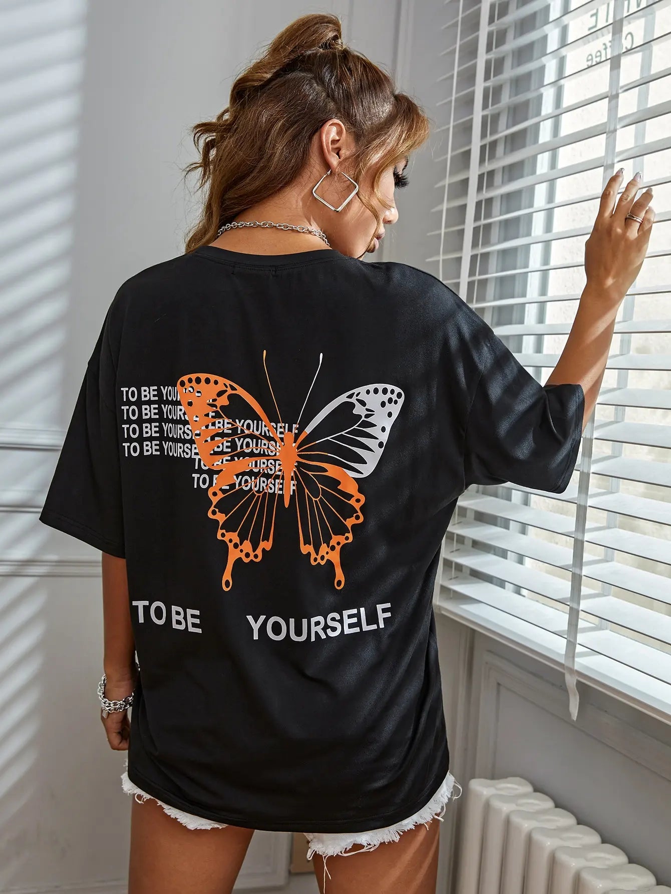 To Be Yourself Letter T-Shirts Women Street Funny Tshirt O-Neck Breathable Cotton Clothing Summer Fashion Casual T Shirt Female