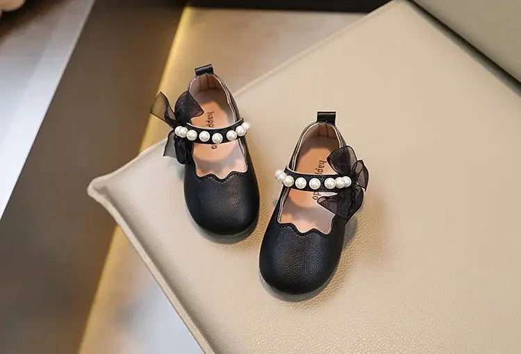 Mädchen Performance Schuhe 2025 - Frühling Herbst Baby Weiche Sohle Flats - Kinder Prinzessin Perlen Mary Janes mit Spitze Süß 7-13J