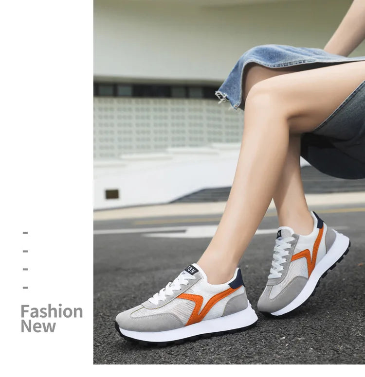 New Women's Sneakers Fashion Breathable Unisex Casual Shoes Lightweight Lace-Up Running Shoes Outdoor Platform Tennis Shoes Male
