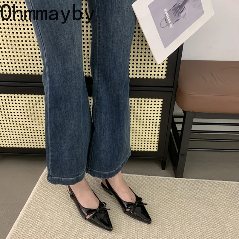 Summer Fashion Butterfly-knot Women Sandals Shallow Slip On Slingbacks Ladies Casual Dress Street Style Flats Shoes