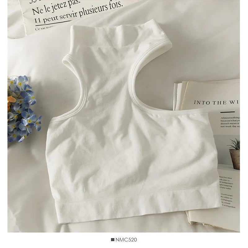 Tops for Woman Knitted Sexy Crop Tops Off Shoulder Halter Tanke Top Women Built In Bra Camis for Womens Sleeveless Hot Sale