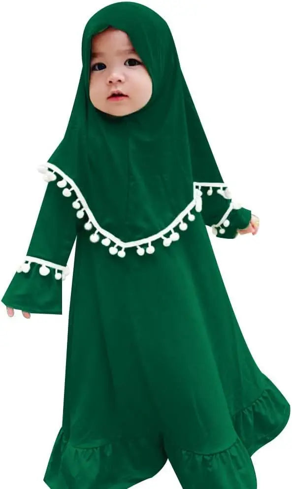 Henan EHF046 Mädchen Hijab Set Überkopf Schal - 2 Stk 110