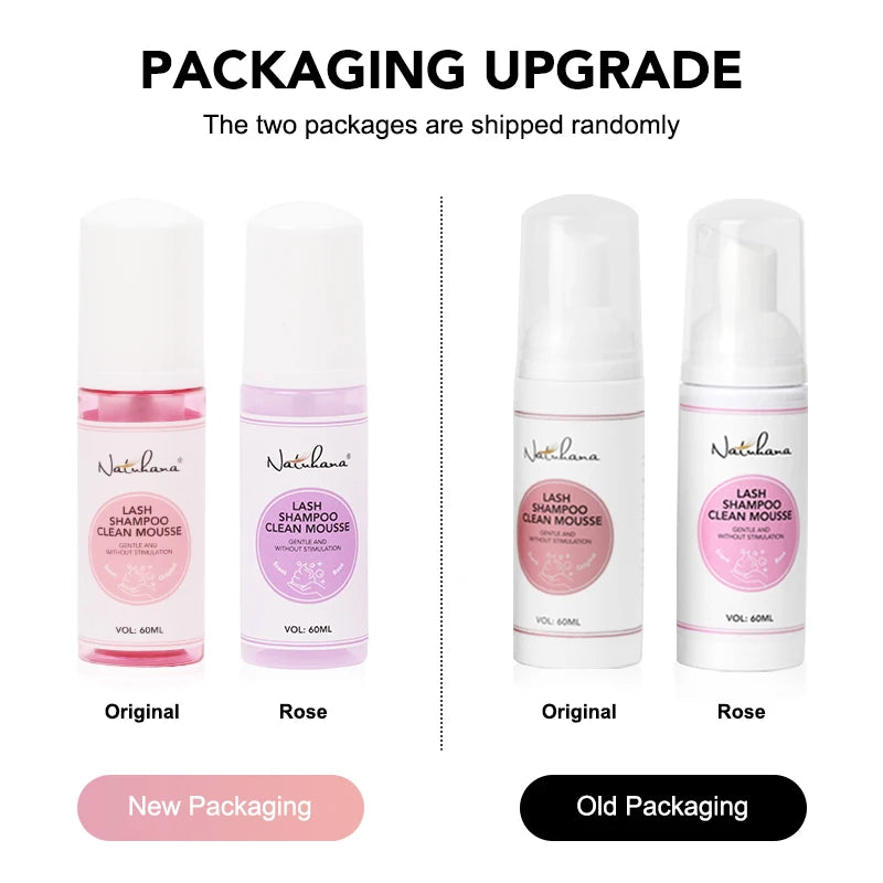 NATUHANA 60ml Gentle Lash Cleansing Mousse No Irritation Eyelash Shampoo for Extensions Grafting Makeup Remover Glue Cleanser