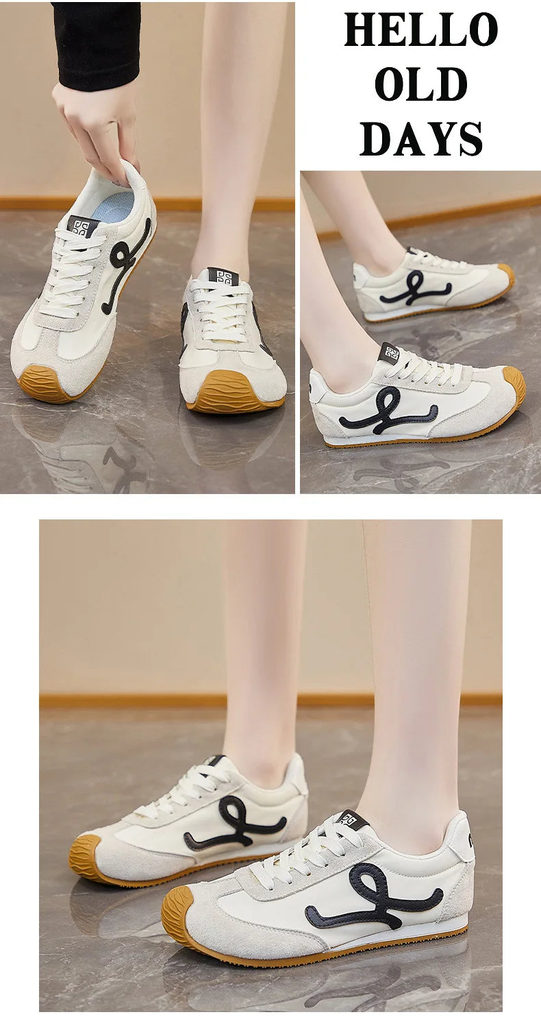 New Fashion Women's Shoes 2025 Spring Autumn Platforms Sneakers Comfortable Flat Shoes Lace-up Non Slip Casual Vulcanized Shoes