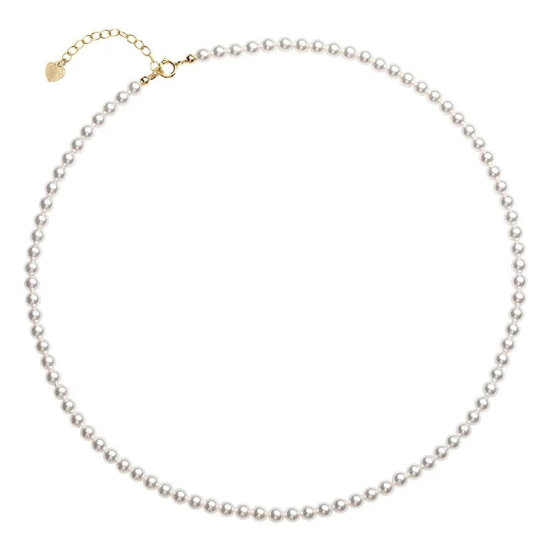 Colier tip choker cu perle Sharelucky - perle de 2-3 mm, aliaj de zinc
