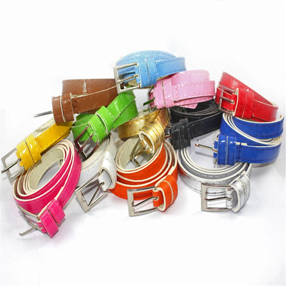 Women Belts New PU Leather Candy Color Metal Buckle Belt Girls Dress Jean Pants Waistband Belts for Lady Luxury Brand Belts