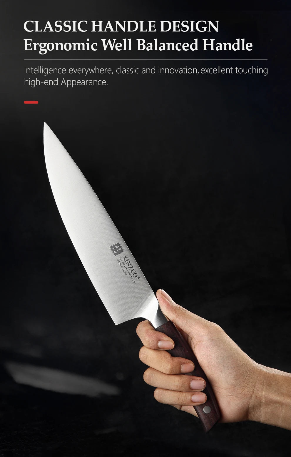 XINZUO 7PCS Knife Set German 1.4116 Stainless Steel Utility Slicing Chef Fruit Santoku Knives Multifunction Kitchen Scissors