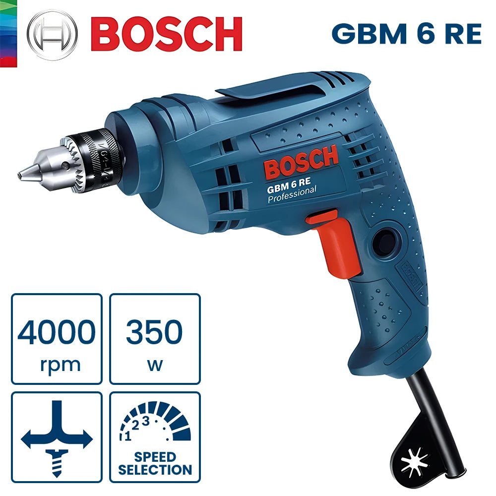 Bosch Electric Drill Screwdriver Gbm 400/6RE/10RE Rotary Drill 220V Adjustable Speed Strong Driller Power Tool for Wood Metal
