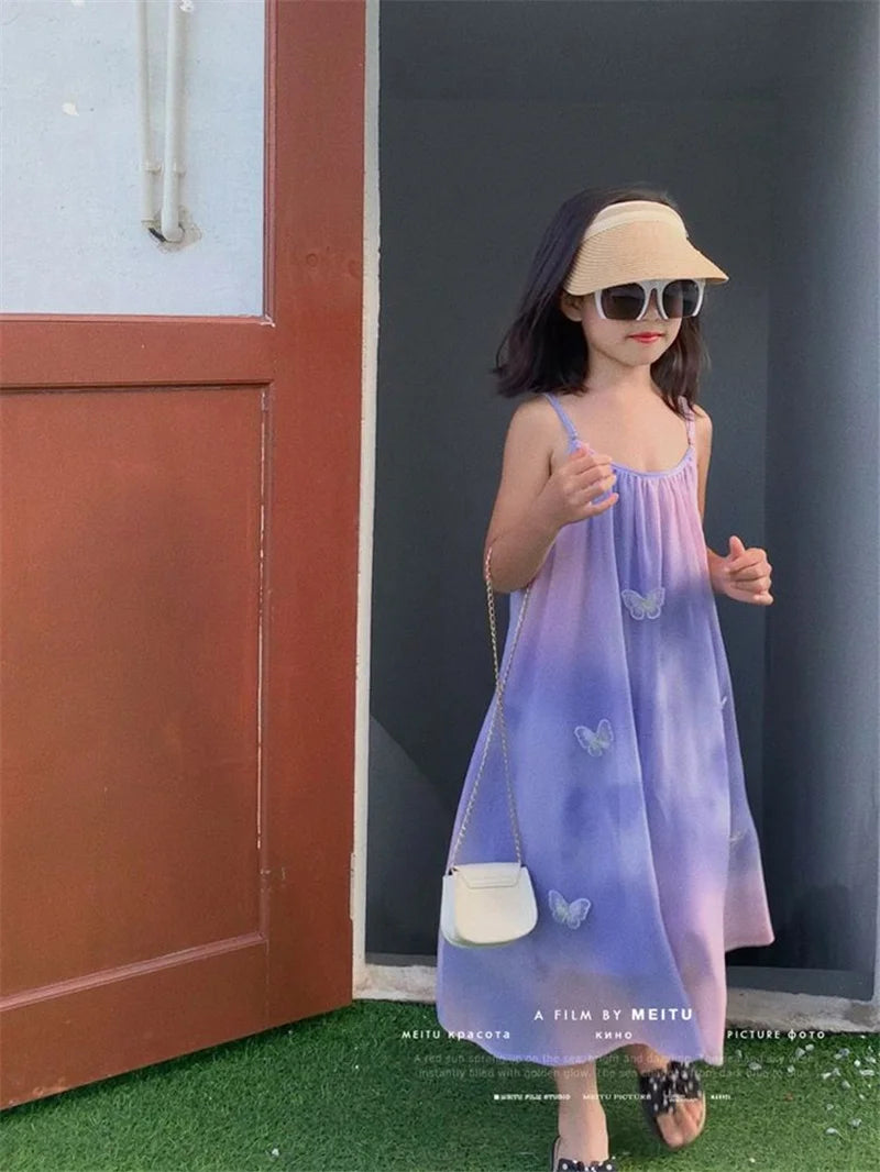 Fashion New Family Matching Outfits Dresses Mother Daughter Clothes Staining Suspender Dress Mom Kids Parent-child Dress Outfits