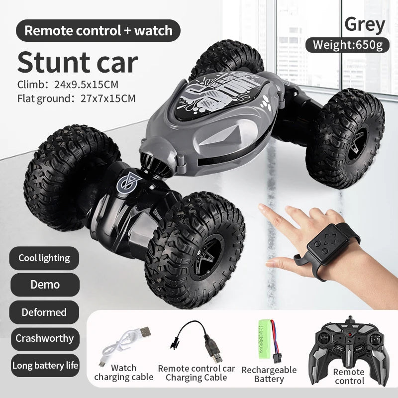 Mașină RC 4x4 cu telecomandă, cărucior cu gesturi detectabile, 1/12, RC Drift Car cu lumină LED, deformare, jucării inedite pentru copii