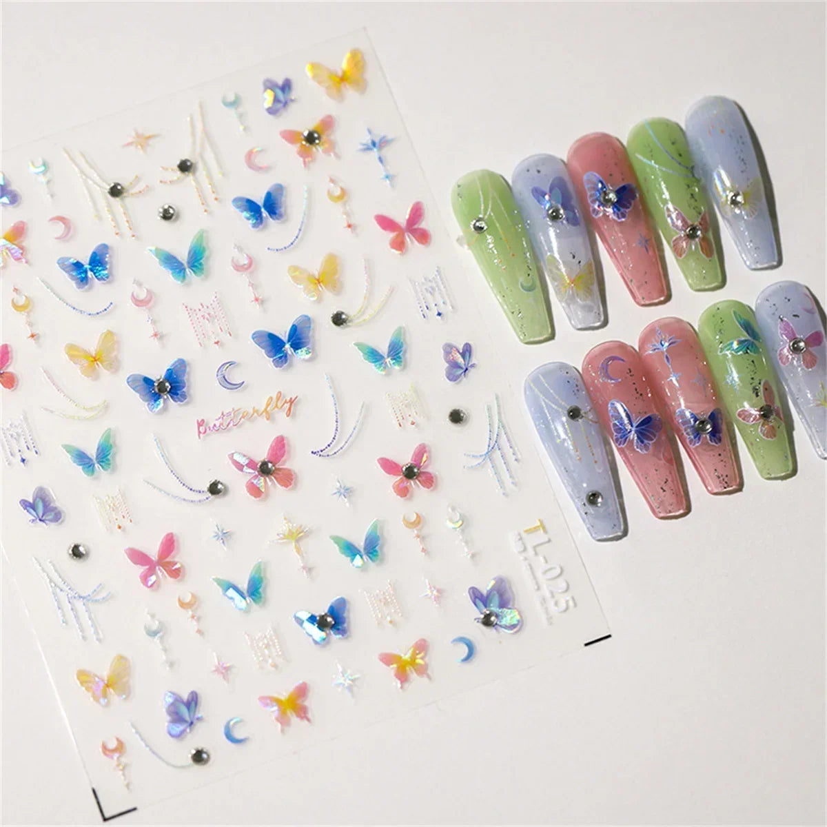 NAILFYOU 5D Perlen Schmetterling Aufkleber - Acryl 1St