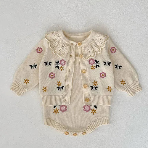 KoreanKnit BabySet Langarm - Größe 1-3J, Gestrickt, Shorts