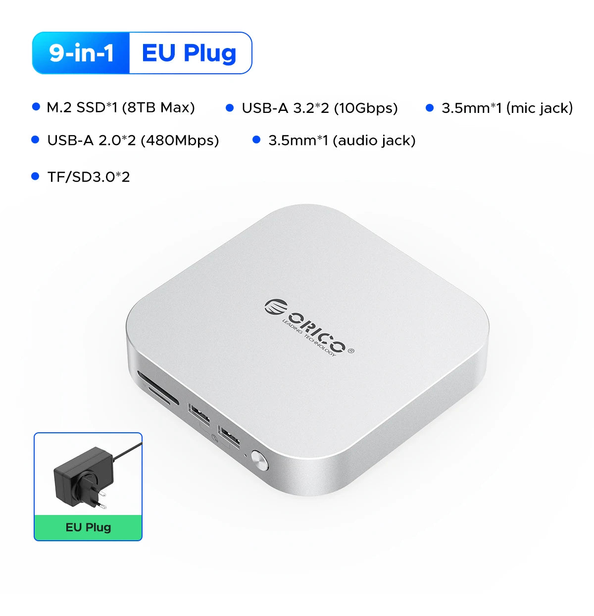 ORICO MiniLink USB C Hard Drive Enclosure Docking Multi Interface Converter SD/TF 4.0 USB4 Transfer Designed for MacMini M4 Dock