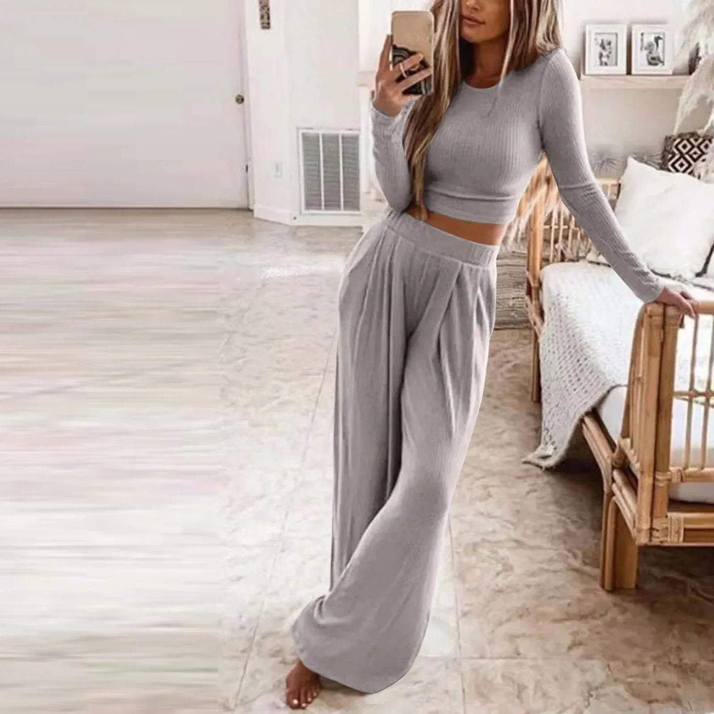 Autumn Winter Sleepwear Pajamas for Women Long Sleeve Top + Long Pants Casual Tracksuit Pijama Women's Home Clothes Pajama Sets - Golden Bridge Store