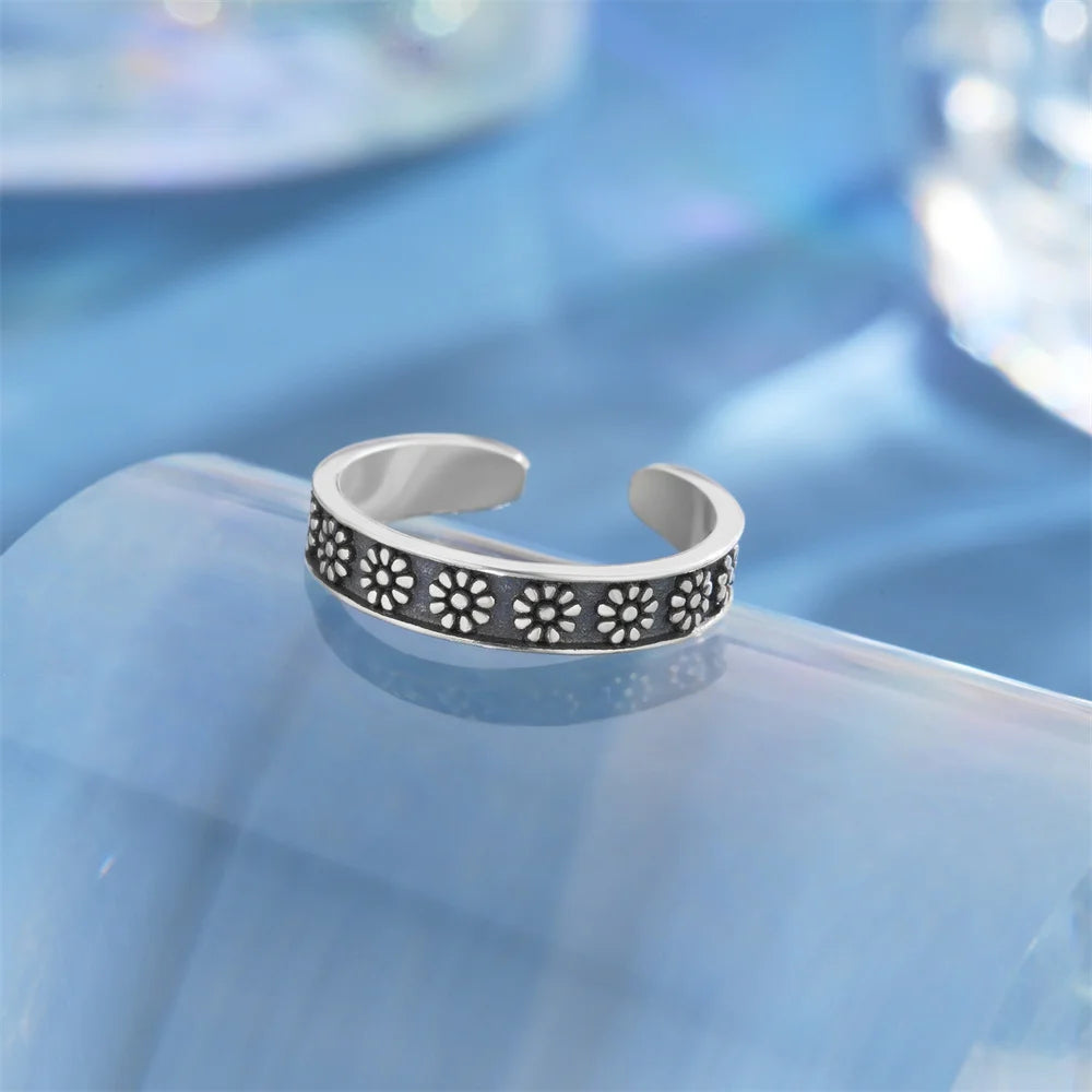 925 Sterling Ring Vintage Strandmotiv - Verstellbar 1.7g