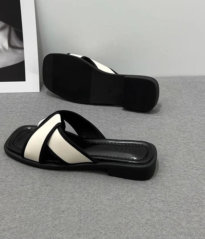 House Slides Home Low Heel Sandals Shoes for Women Black on Beach Open Toe Indoor Outside Word Flat Woman Slippers Vip W F Offer