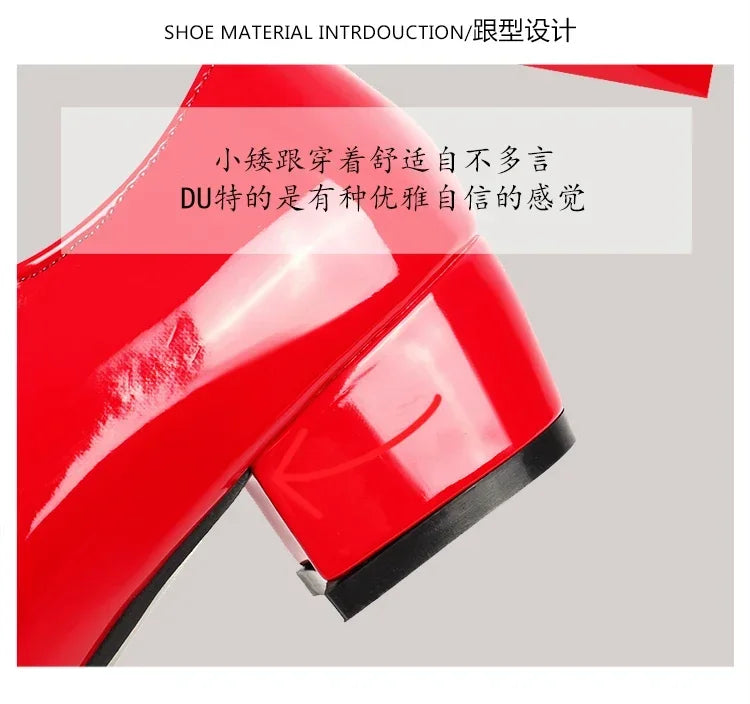 Frühling Mädchen Mary Jane Niedrige Absätze 2025 - Damen Schleife Party Platform Schuhe - Cosplay Lolita Schwarz Weiß Rot