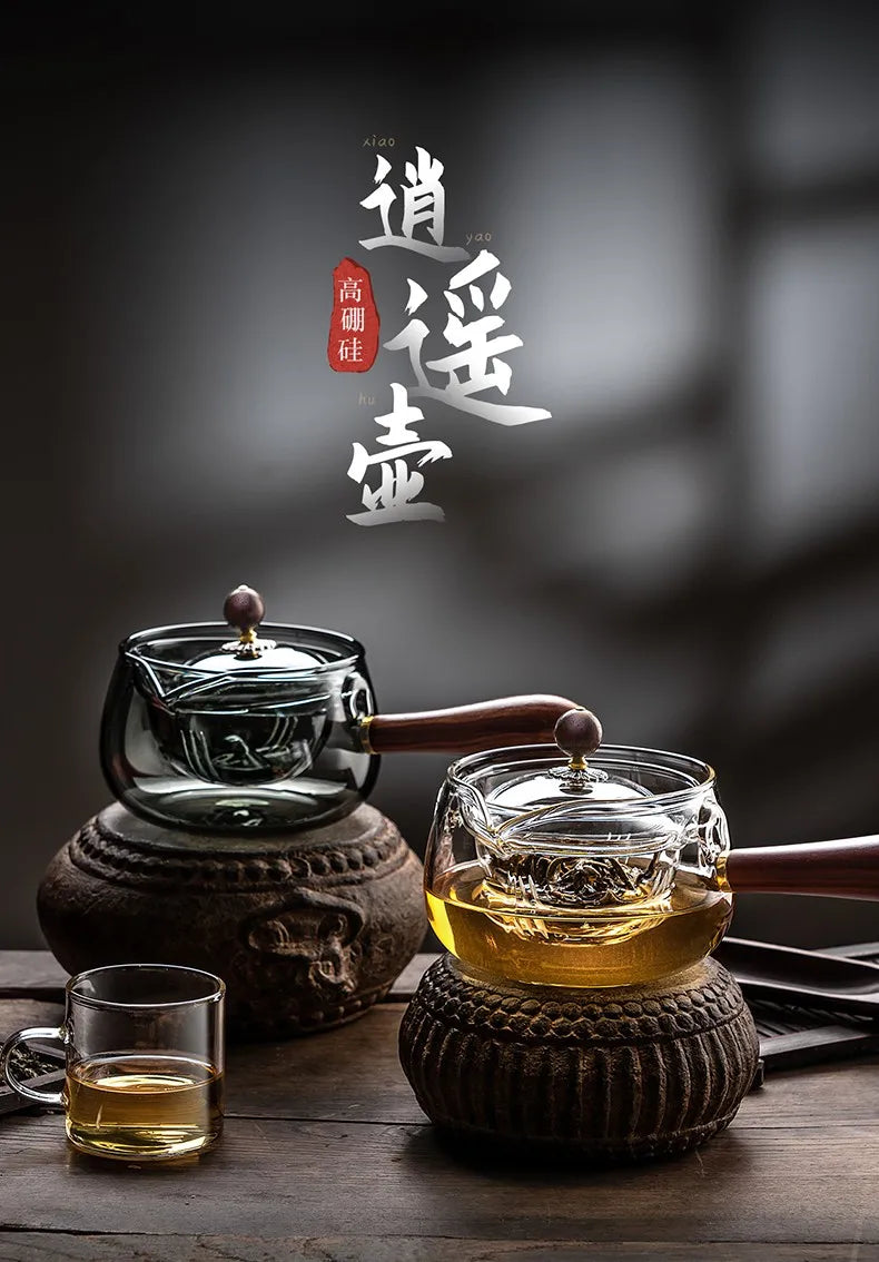 Glas-Teekanne 2025: Heat-Resistant Rotating-Leisure - Tea Set Collection
