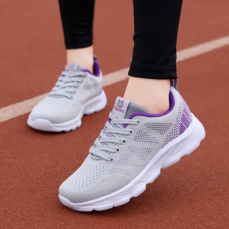 Hot Sneakers Shoes for Women Soft Flat Casual Shoes 2025 Spring Summer Light Breathable Mesh Sneakers Walking New Ladies Shoes