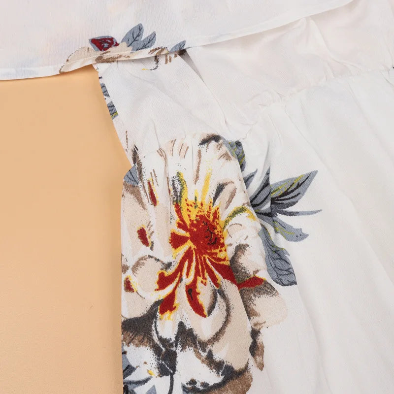 New Mother Daughter Summer Dresses Floral Slash Neck Beach Chiffon Dress Mom Mommy and Me Loose Dress Family Matching Outfits