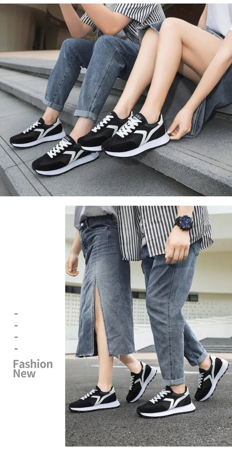 New Women's Sneakers Fashion Breathable Unisex Casual Shoes Lightweight Lace-Up Running Shoes Outdoor Platform Tennis Shoes Male
