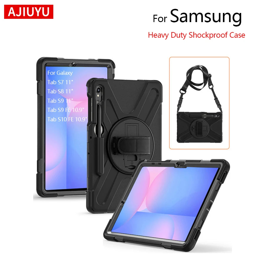 Samsung Tab Hülle stoßfest - 11"/10,9" Silikon Gurt