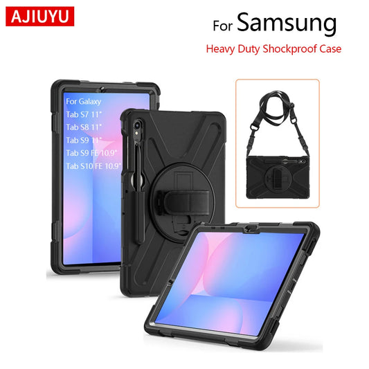 Samsung Tab Hülle stoßfest - 11"/10,9" Silikon Gurt