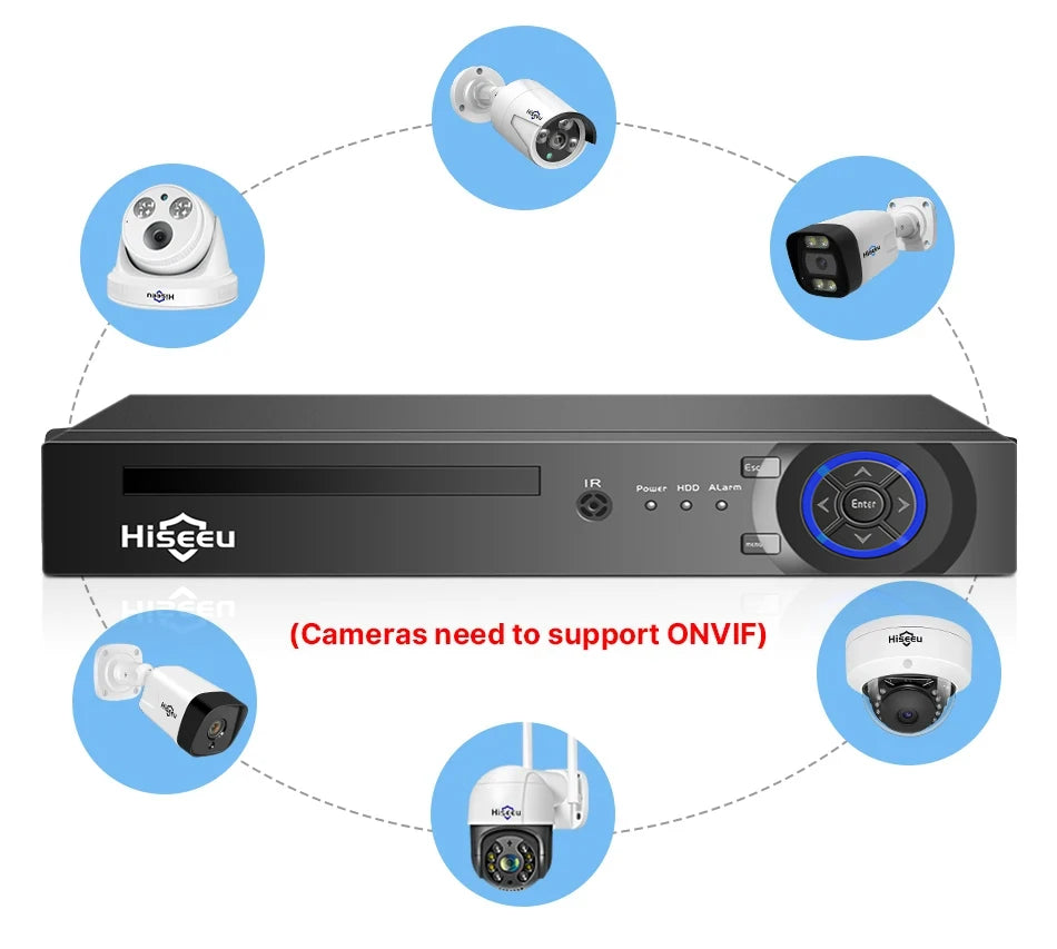 Hiseeu 4K 8MP POE Security IP Camera System Waterproof Full Color AI Face Detection 4CH NVR H.265 Surveillance CCTV Cameras Kit
