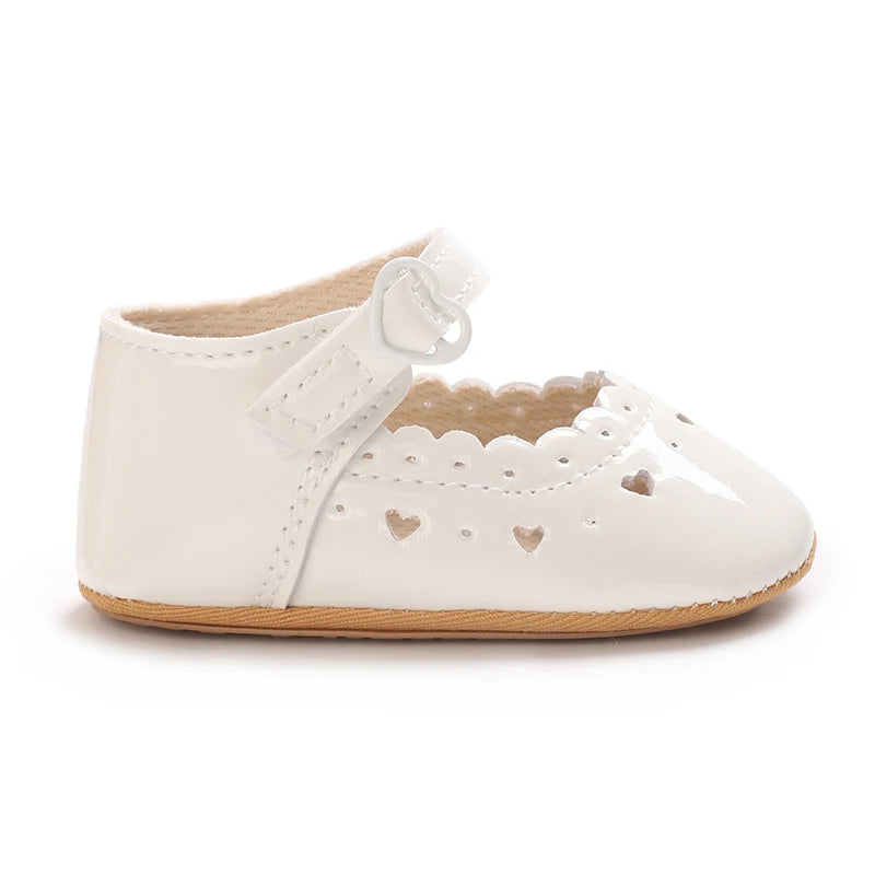 Einfarbige Baby Mädchen Mary Jane Schuhe 2025 - Weiche Gummisohle Anti-Rutsch - Frühling Herbst Prinzessin Schuhe 0-18M