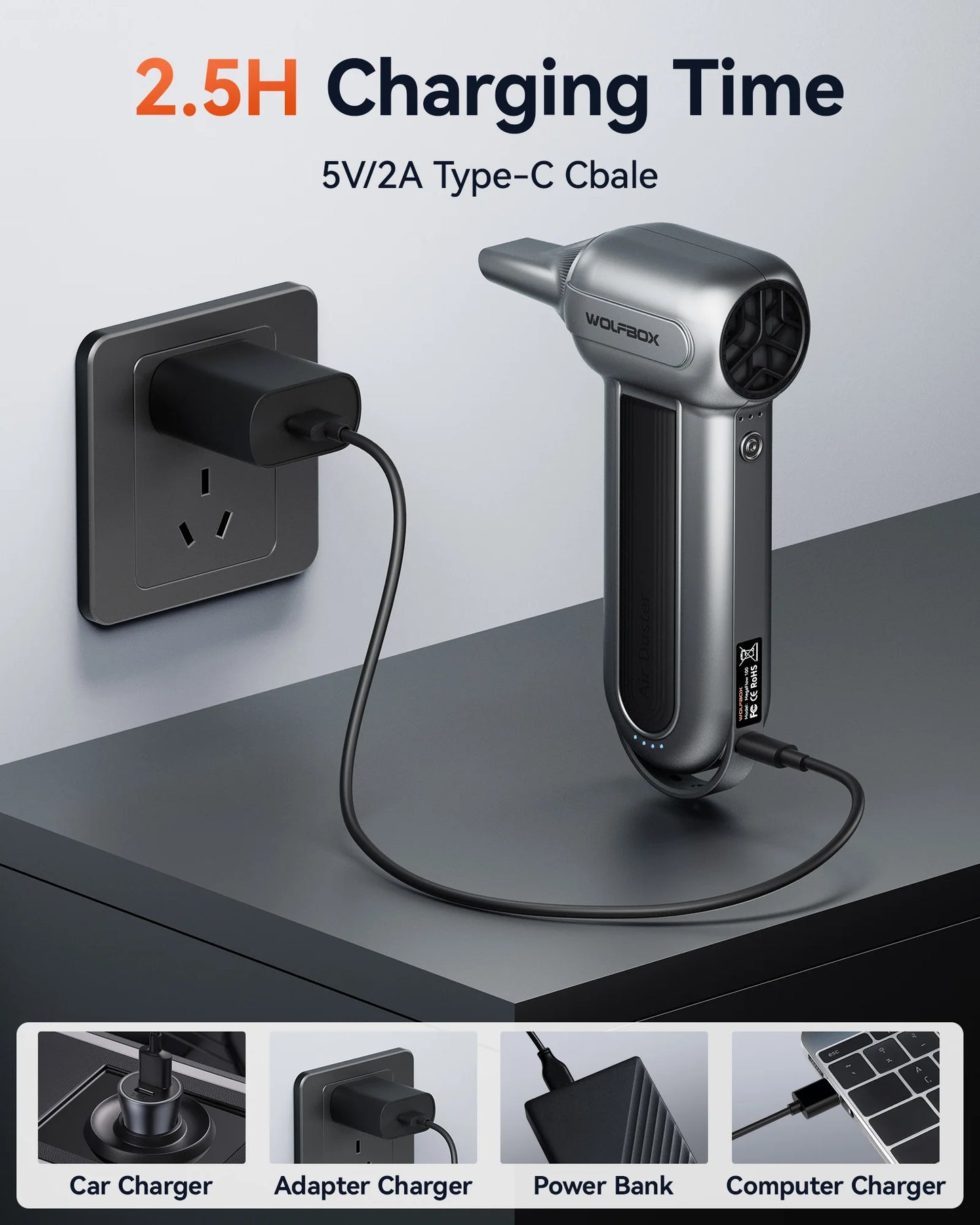 Druckluft-Reiniger 2025: WOLFBOX MF100 Compressed Air Duster 150000RPM Super Power Electric Rechargeable Collection