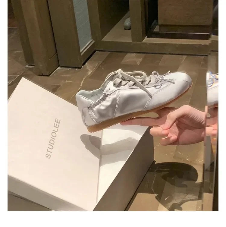 Comemore 2025 Neu Sommer Damen Ballet Stil Süß Mädchen Sport Board Schuhe Mode Satin Schleife Freizeit Flats Damen Komfortabel