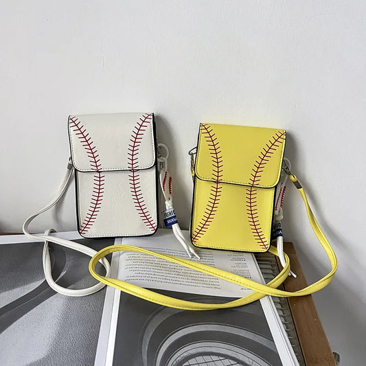 Genți crossbody versatile la modă 2025 - Geantă de umăr cu imprimeu de baseball - Genți pătrate pentru telefon mobil, poșetă mică înclinată personalizată