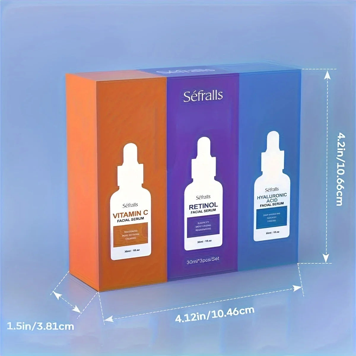 séfralls 3-step serum set hyaluronic acid vitamin c vitamin a for radiance