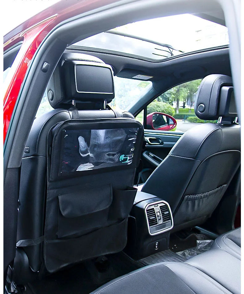 Geantă de depozitare pentru scaunul din spate al mașinii, capacitate mare, organizator cu mai multe buzunare, pliabil, pentru masă, tavă pentru tabletă, geantă agățată