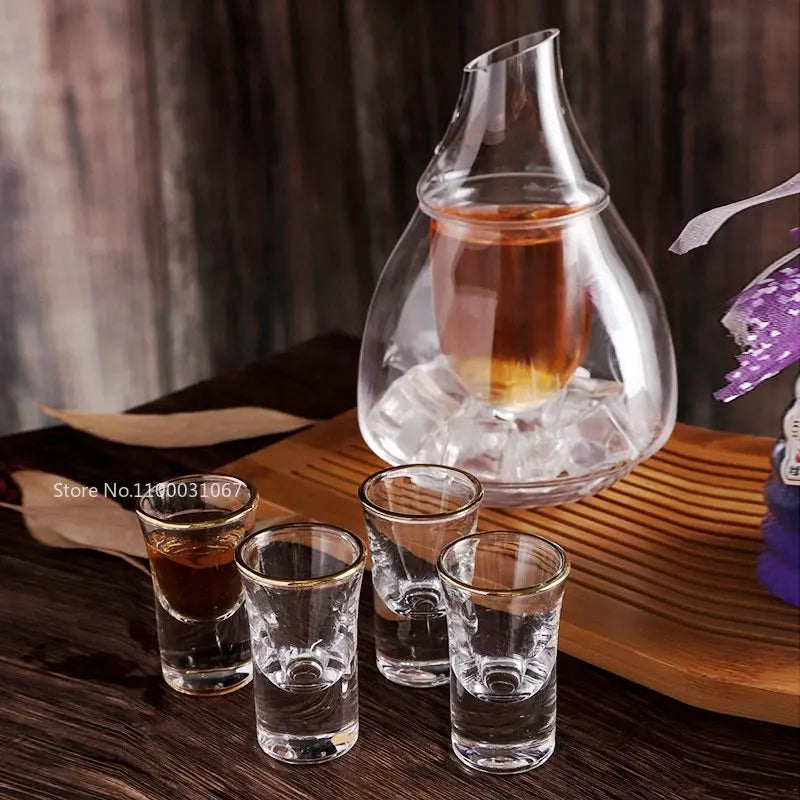 Creative Japanese Glass Wine Pot Cooling Sake Cup Ice Jug Decanter Wine Bottle Whiskey Dispenser Home Hotel Bar
