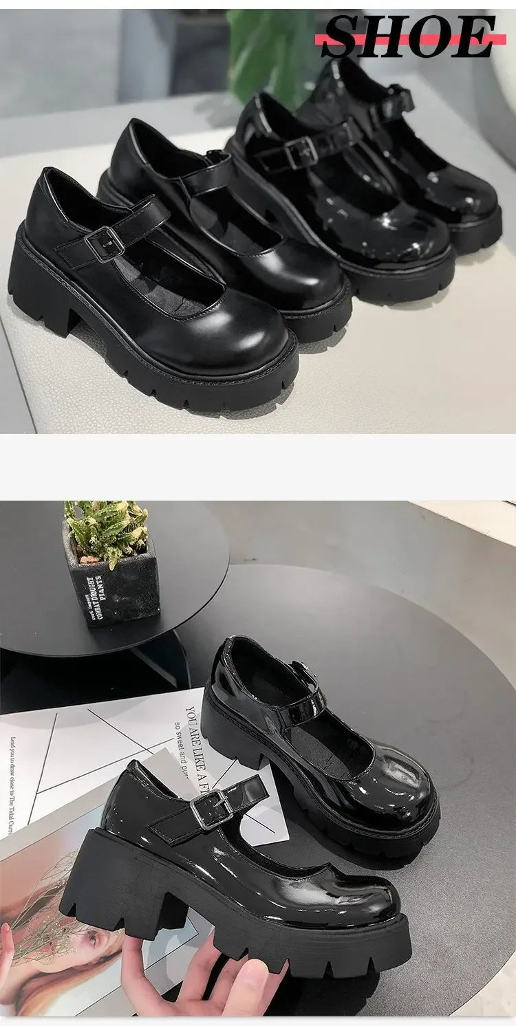 Schuhe Lolita Frauen 2025 - Japanischer Stil Mary Jane Vintage Mädchen - Hohe Absätze Platform College Student Pumps