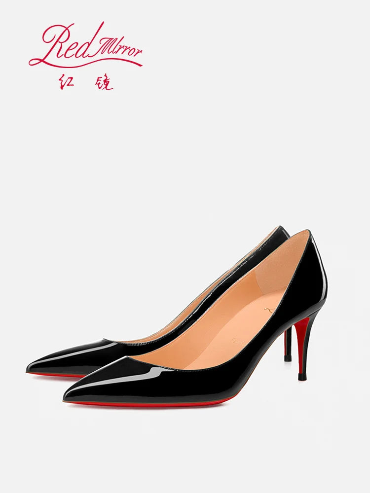 Women's elegant high heel shoes Luxury Brand Black Women heels shoes woman 2025 trend Red Shiny Bottoms Pointed Toe Sexy Pumps